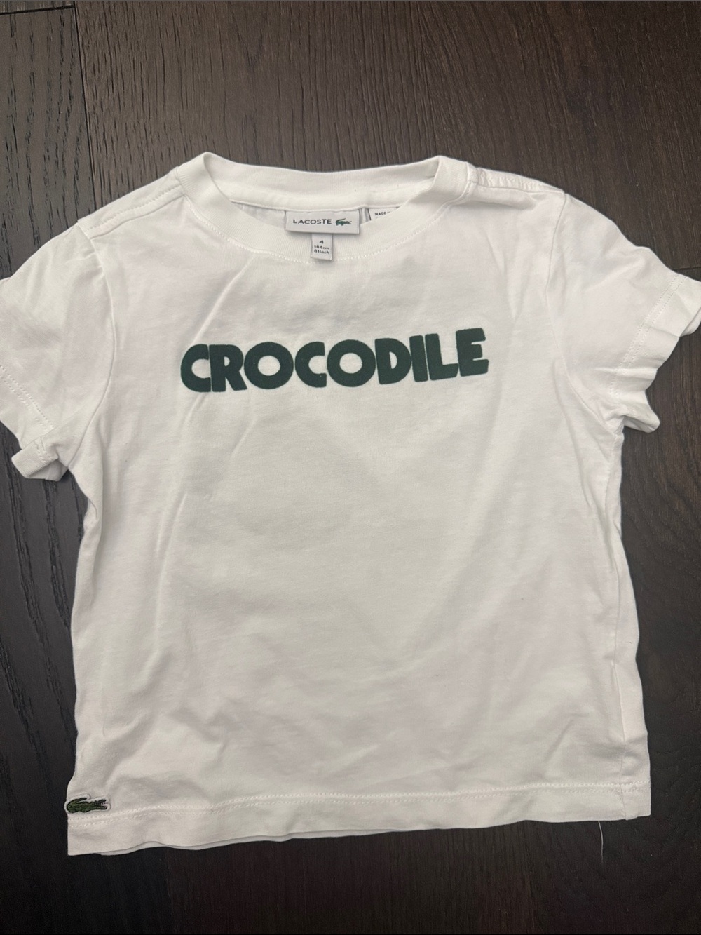 Lacoste White Tee with Dark Green 'CROCODILE' Logo